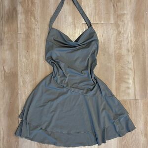 Grey Cowl Neck Halter Mini Dress -Sporty Casual Size S